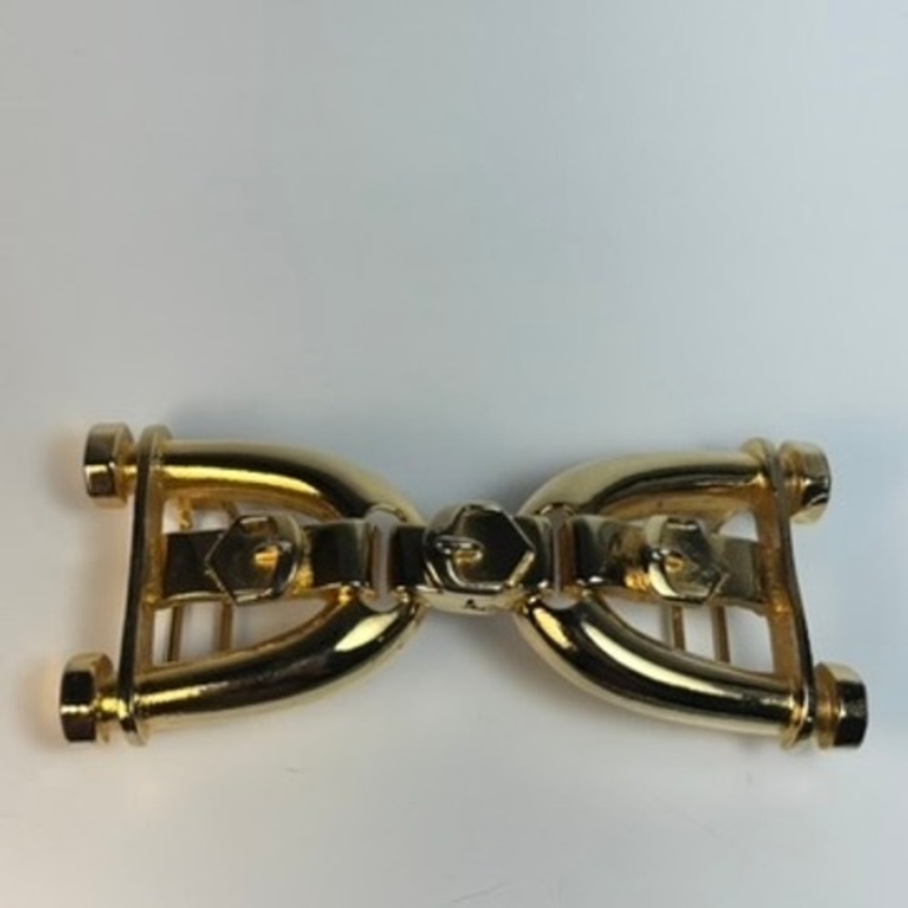 Belt‎ Buckle Vintage Interlocking Horseshoe Gold Tone Statement Mimi di N Signed